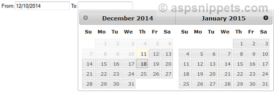 Start Date should be less than End date validation in jQuery DatePicker